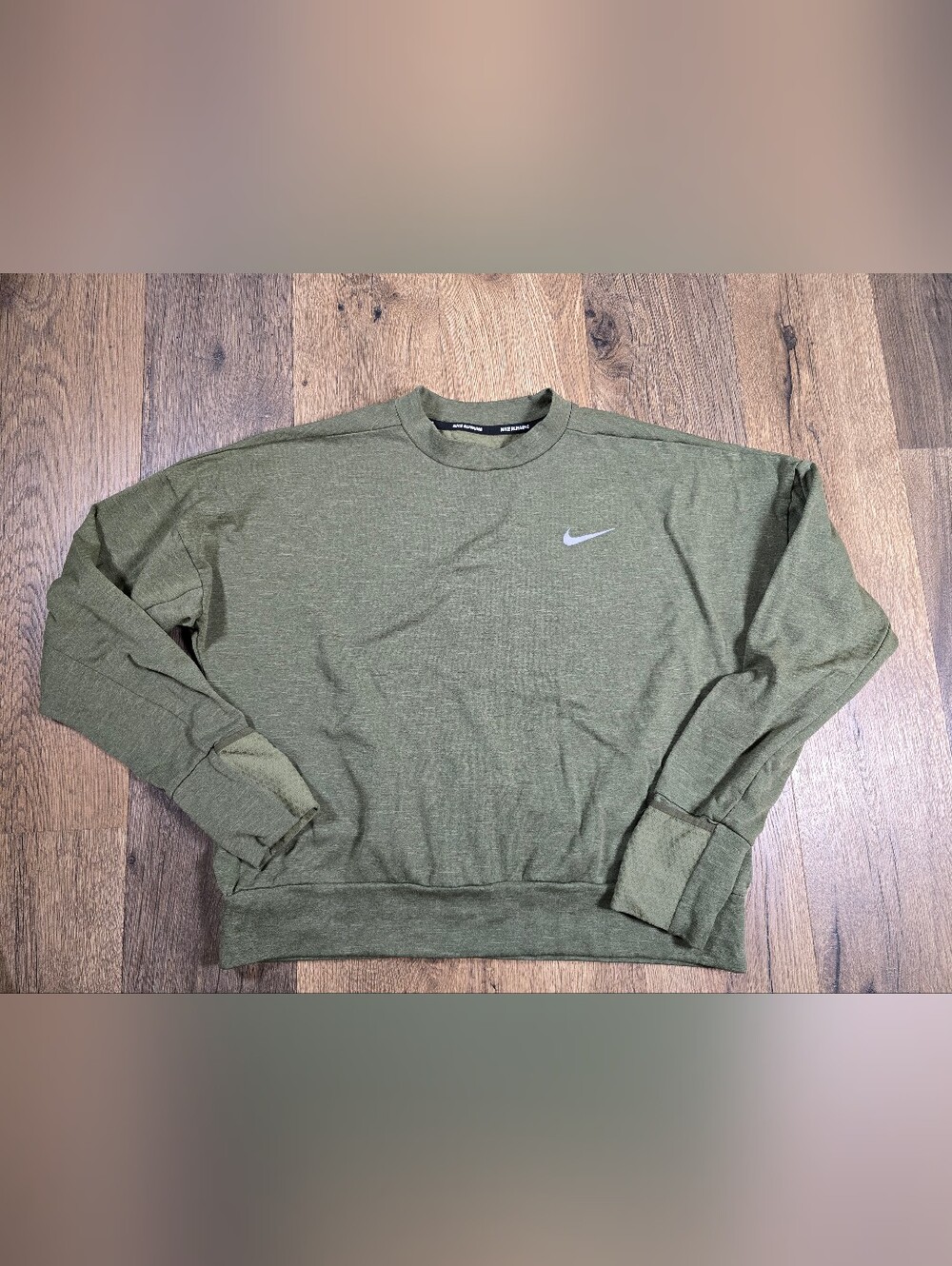 Nike Running Womens Olive Cropped Run Sweatshirt
